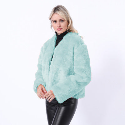 Damen Kurze Kunstpelzjacke mit modernem Schnitt und breit geschnittenen Ärmeln Krohn-e