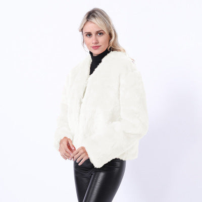 Damen Kurze Kunstpelzjacke mit modernem Schnitt und breit geschnittenen Ärmeln Krohn-e