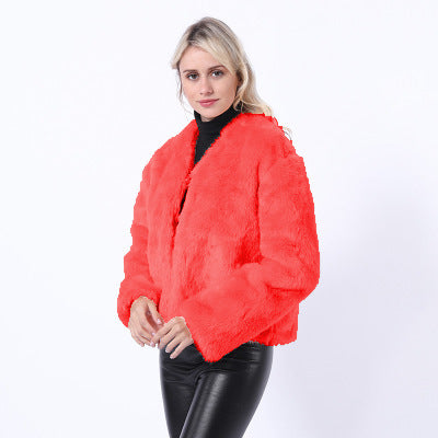Damen Kurze Kunstpelzjacke mit modernem Schnitt und breit geschnittenen Ärmeln Krohn-e