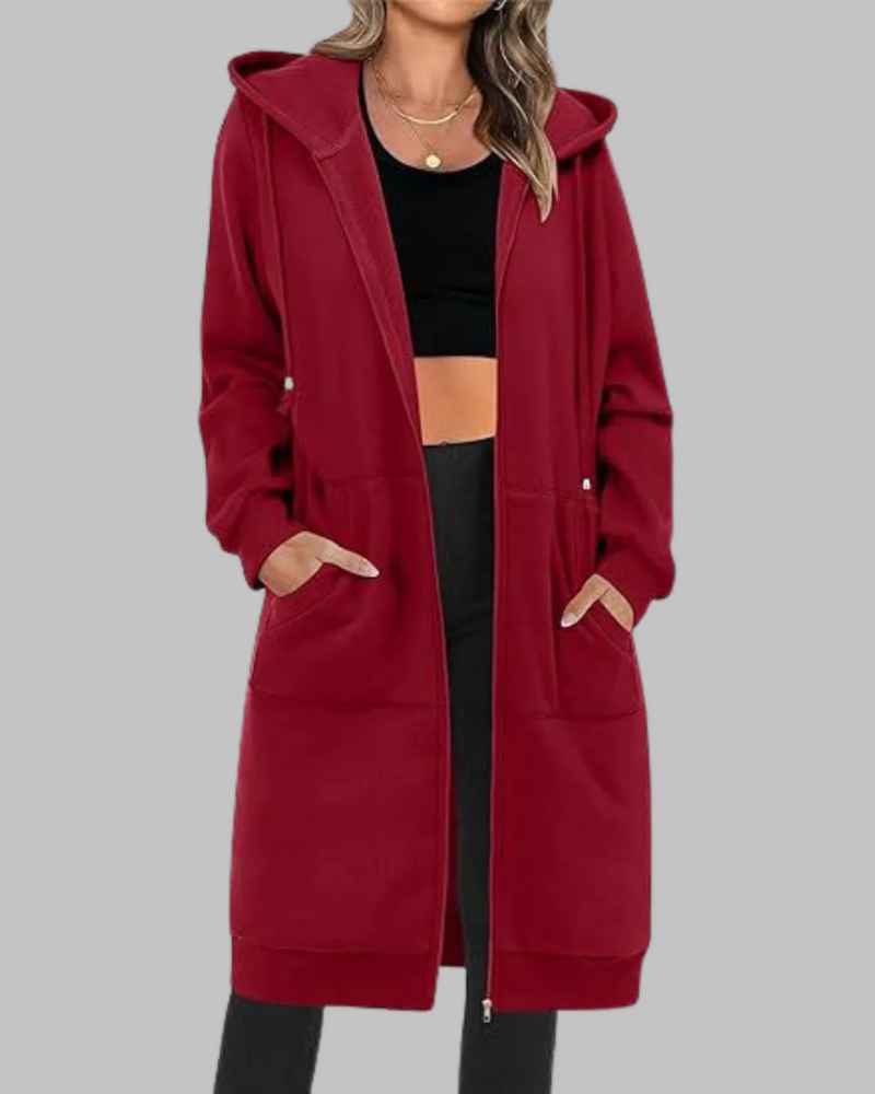 Krohn-e | Lässige Zip-Up Übergroße Lange Jacke