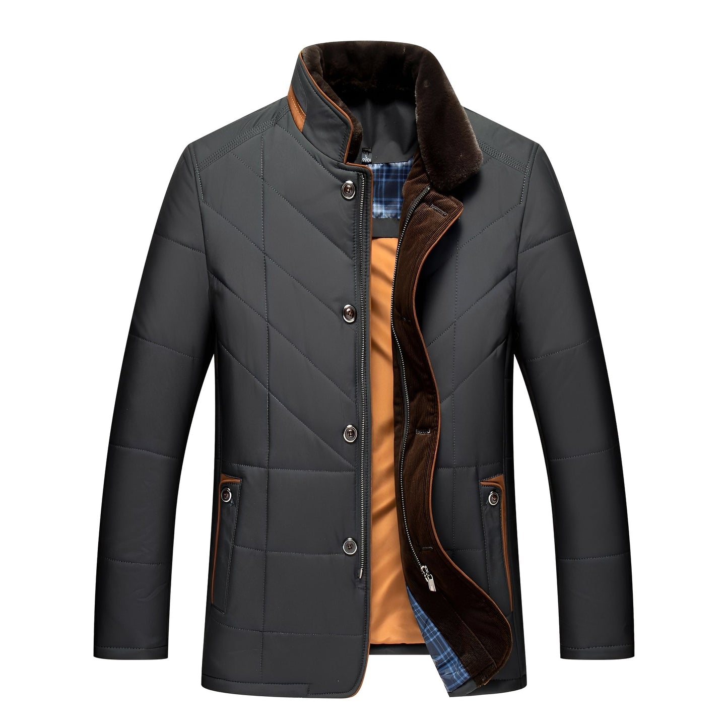 Krohn-e | Elegante, gepolsterte Jacke mit Knöpfen für Männer