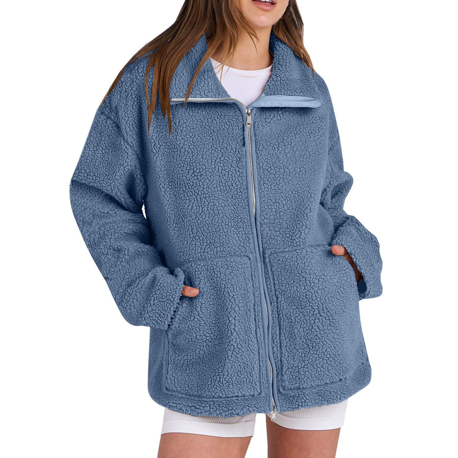Krohn-e | Locker Wollmantel mit Rollkragen für Damen