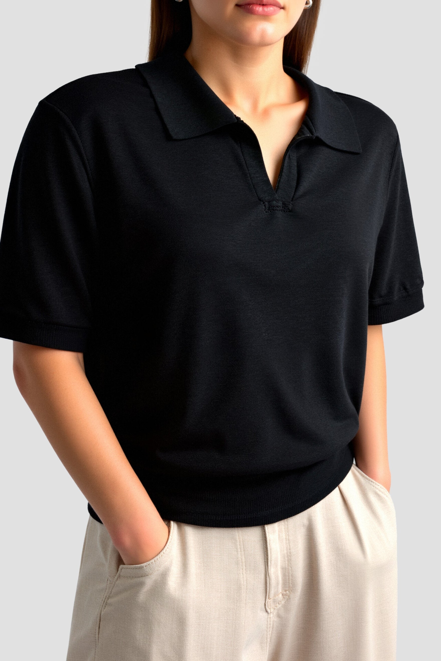 Krohn-e | Bequeme Damen Polo mit Kurzen Ärmeln