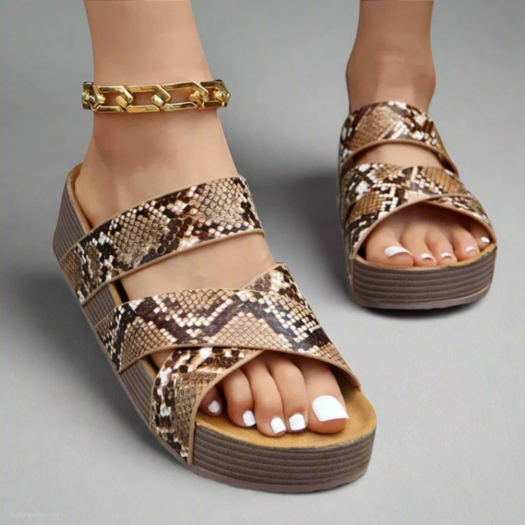 KROHN-E Damen Komfort-Sandalen Gepolsterte Sohle Verstellbare Riemen