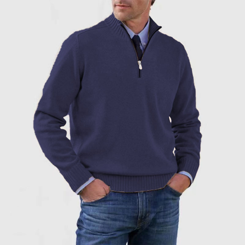 Krohn-e | Herrenpullover Mit Halbem Reißverschluss