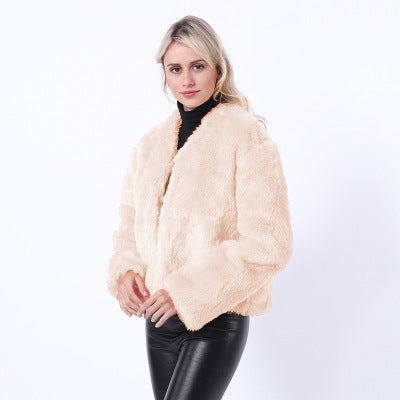 Damen Kurze Kunstpelzjacke mit modernem Schnitt und breit geschnittenen Ärmeln Krohn-e