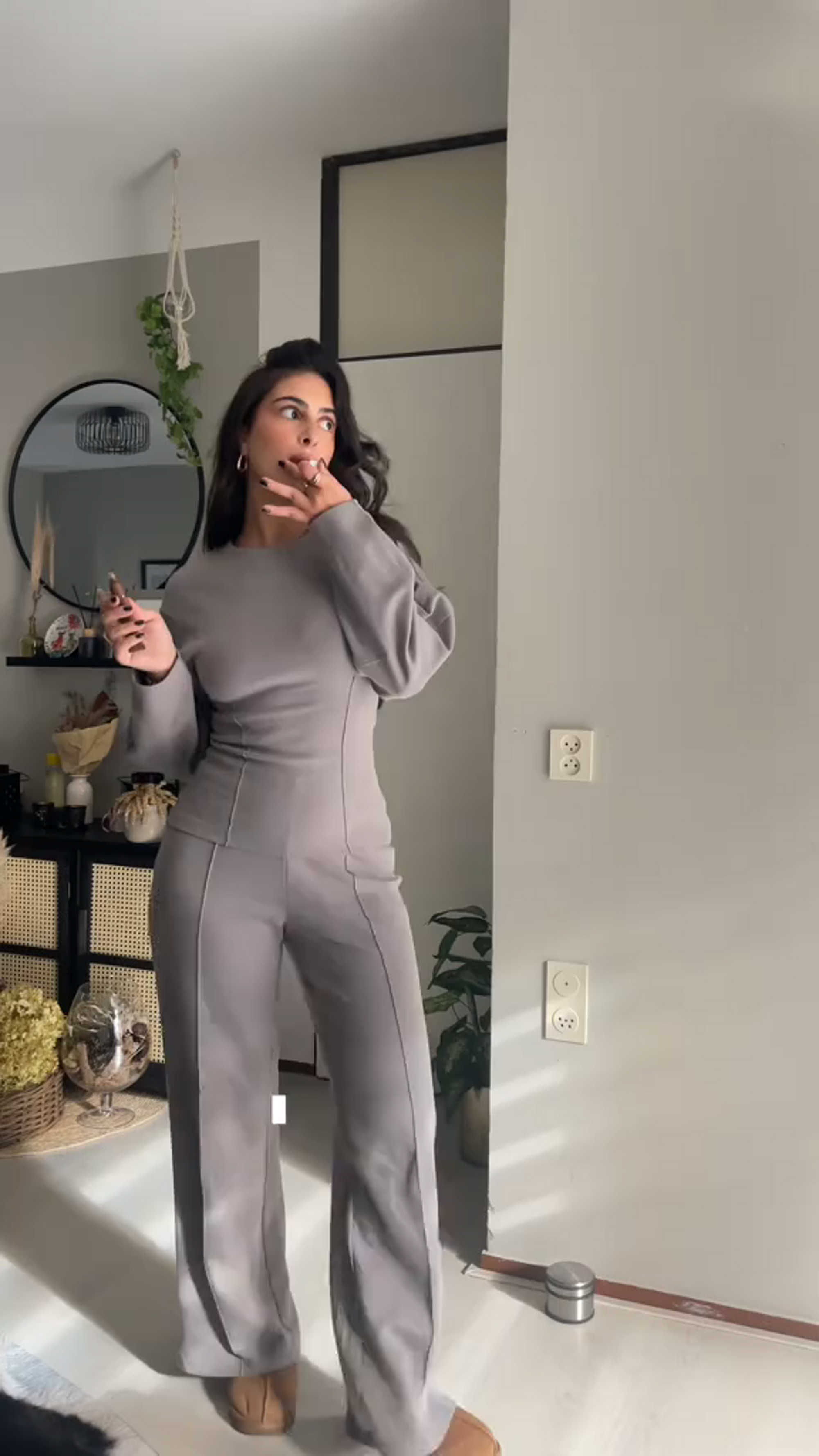 Krohn-e | Bequemes Damen Pullover Satz mit Weiten Hosen