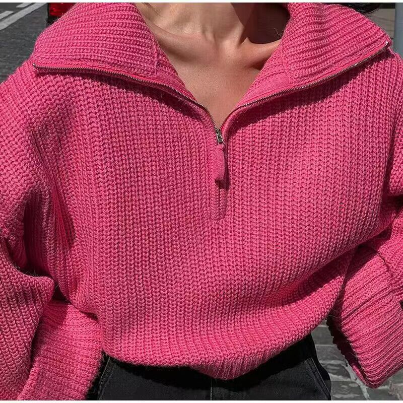 Krohn-e | Rippstrick Pullover mit Reißverschluss Weich und Warm Lässige Eleganz