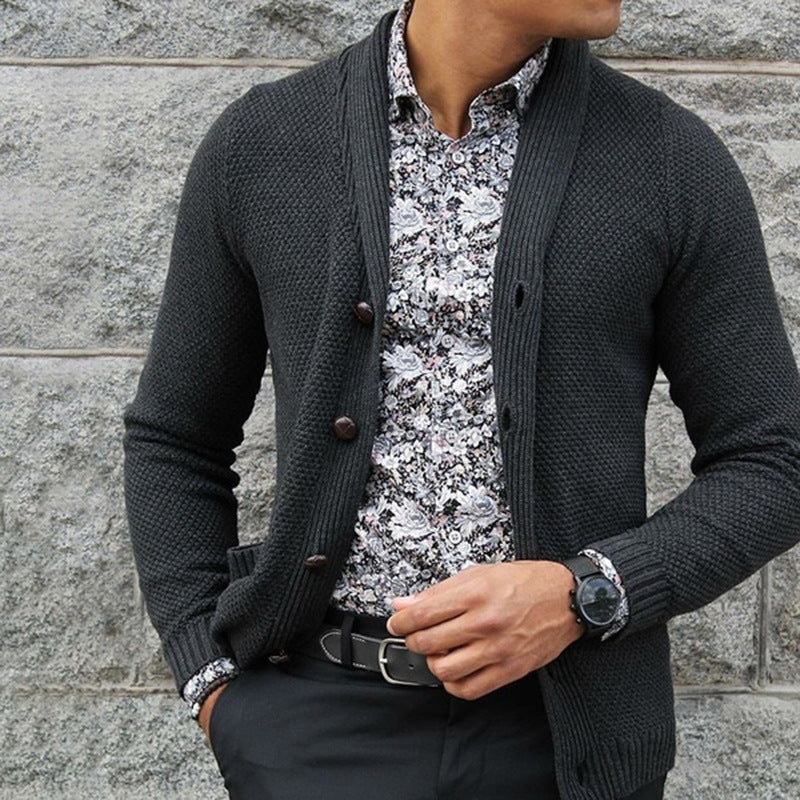 Herren Strickjacke mit eleganten Knopfdetails und strukturierter Textur Krohn-e