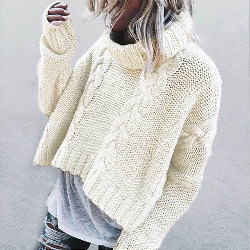 Damen Grobstrickpullover mit voluminösem Rollkragen und Zopfmuster Krohn-e