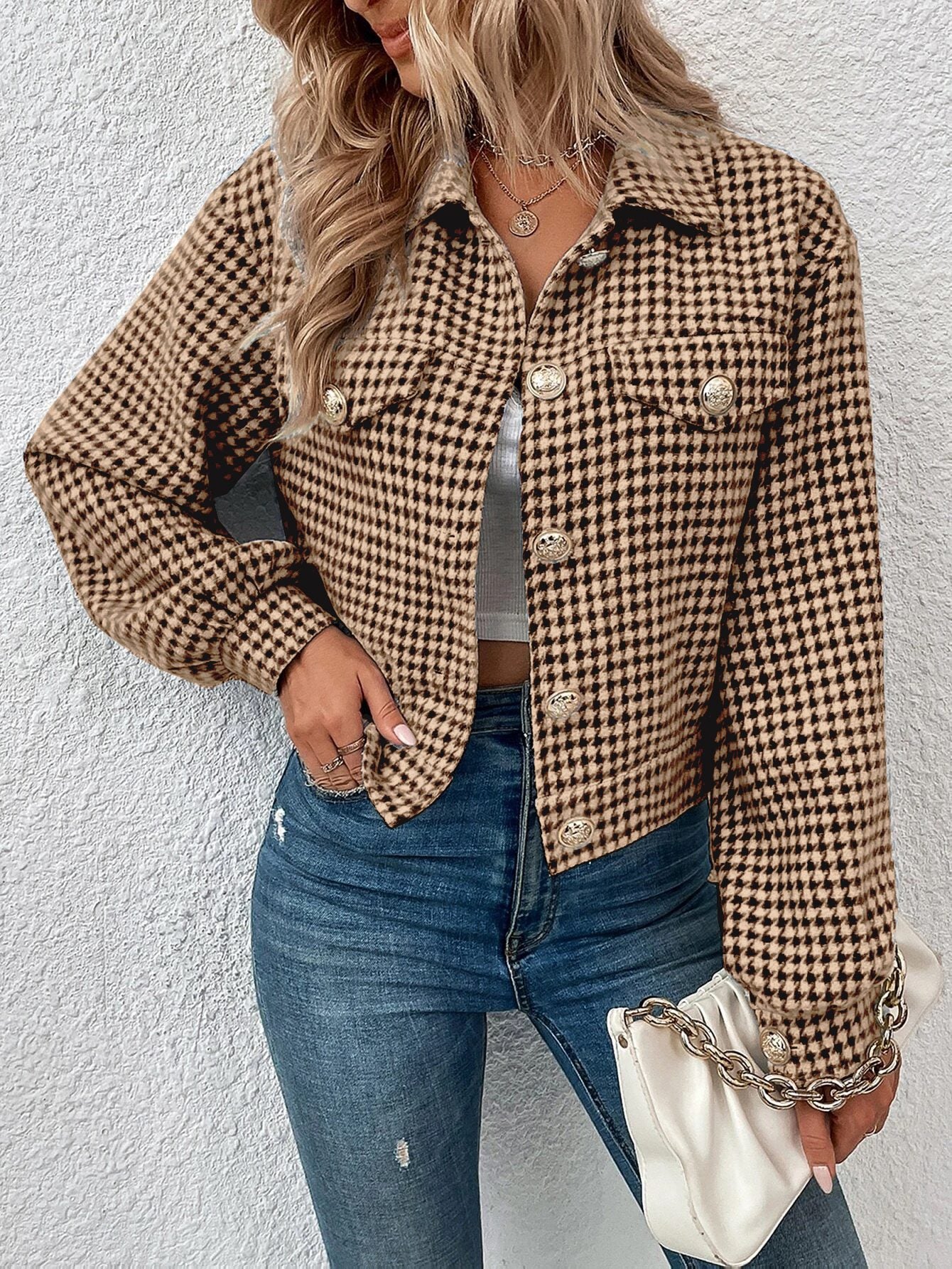 Krohn-e | Klassische Hahnentrit-jacke Elegant und Modern Perfekt für Den Alltag