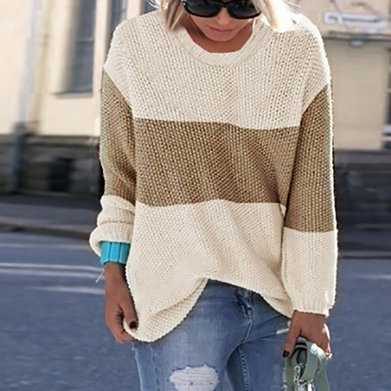 Damen Grobstrickpullover mit lässigem Schnitt und modischem Streifenmuster Krohn-e