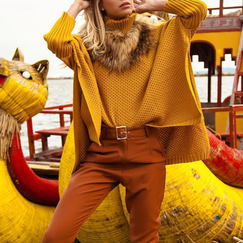 Damen Strickpullover mit hochgeschlossenem Kragen und strukturierter Maschenoptik Krohn-e