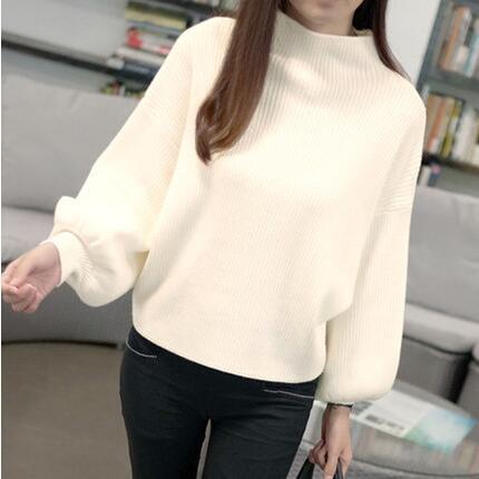Damen Pullover mit voluminösen Ärmelabschlüssen und hohem Kragen Krohn-e