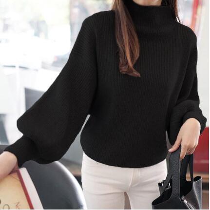Damen Pullover mit voluminösen Ärmelabschlüssen und hohem Kragen Krohn-e