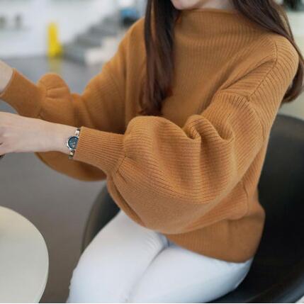 Damen Pullover mit voluminösen Ärmelabschlüssen und hohem Kragen Krohn-e
