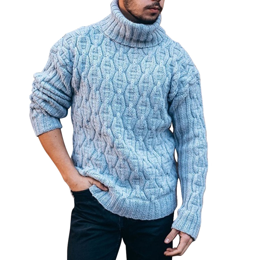 Herrenpullover mit klassischem, dickem Rollkragen