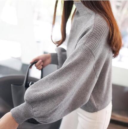 Damen Pullover mit voluminösen Ärmelabschlüssen und hohem Kragen Krohn-e
