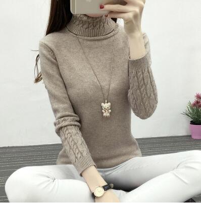 Damen Feinstrickpullover mit hohem Kragen und Zopfmuster Krohn-e