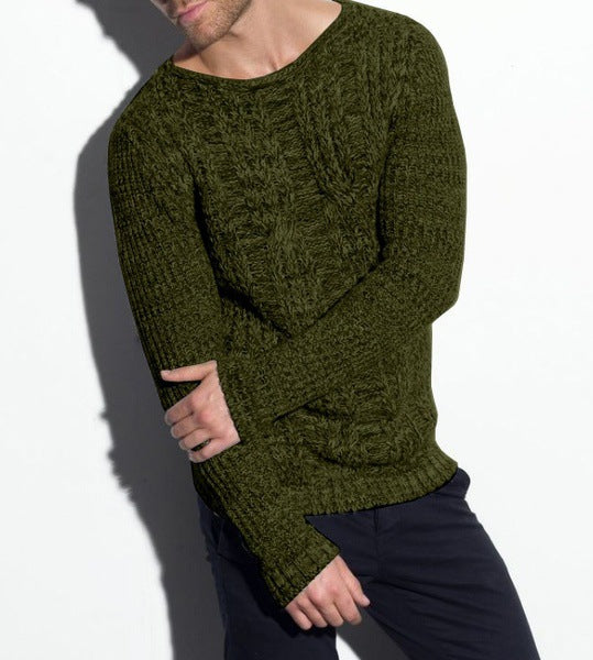 Herren Grobstrickpullover mit strukturiertem Zopfdesign und lässigem Rundhalsausschnitt Krohn-e