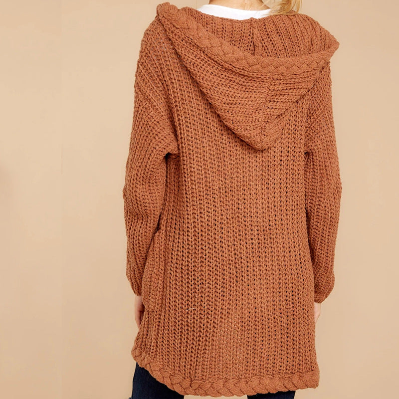 Damen Grobstrickjacke mit Kapuze und praktischen Taschen Krohn-e
