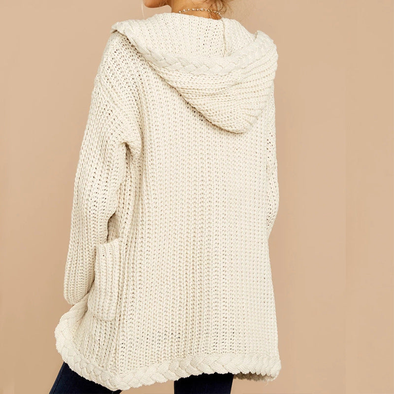 Damen Grobstrickjacke mit Kapuze und praktischen Taschen Krohn-e