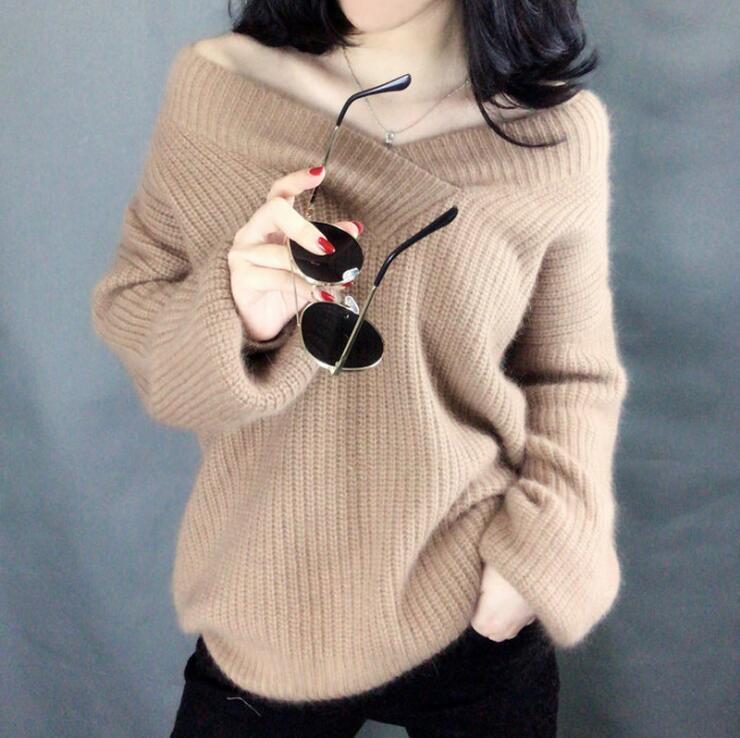 Damen Strickpullover im lässigen Oversized-Stil mit V-Ausschnitt Krohn-e