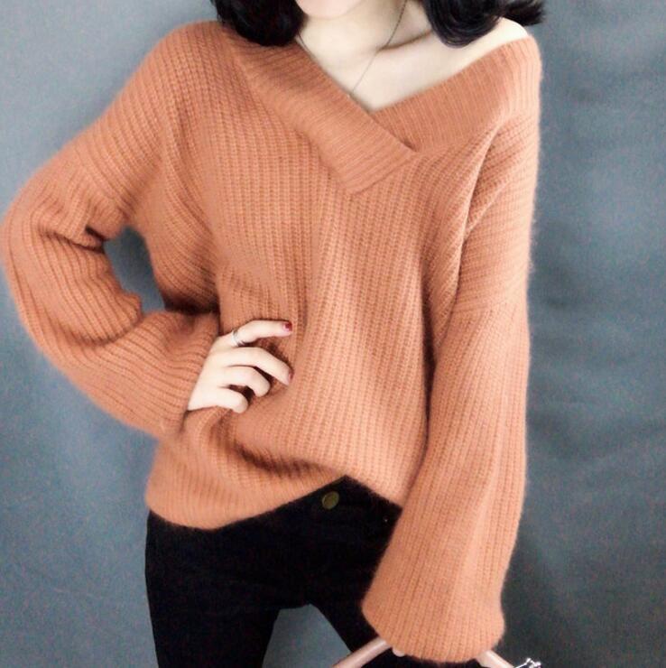 Damen Strickpullover im lässigen Oversized-Stil mit V-Ausschnitt Krohn-e