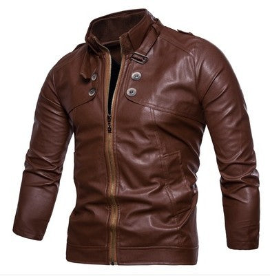 Herren modische Kunstlederjacke mit asymmetrischem Reißverschluss und Steppnähten Krohn-e