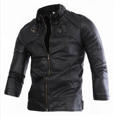 Herren modische Kunstlederjacke mit asymmetrischem Reißverschluss und Steppnähten Krohn-e