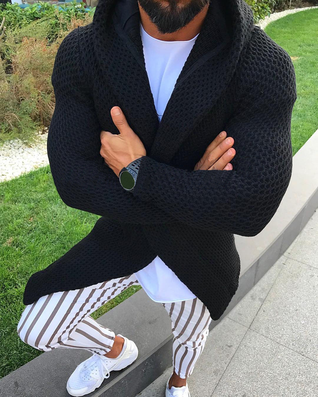 Damen Strickjacke mit offener Front und Kapuze Krohn-e