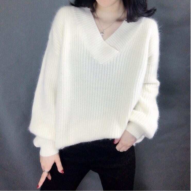 Damen Strickpullover im lässigen Oversized-Stil mit V-Ausschnitt Krohn-e