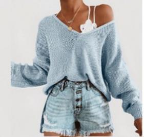 Damen lässiger Pullover mit tiefem V-Ausschnitt und überschnittenen Ärmeln Krohn-e
