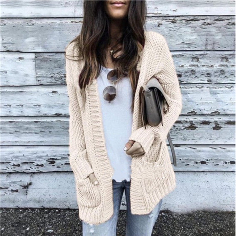 Damen Grobstrickjacke mit lässigen Taschen und offener Front Krohn-e