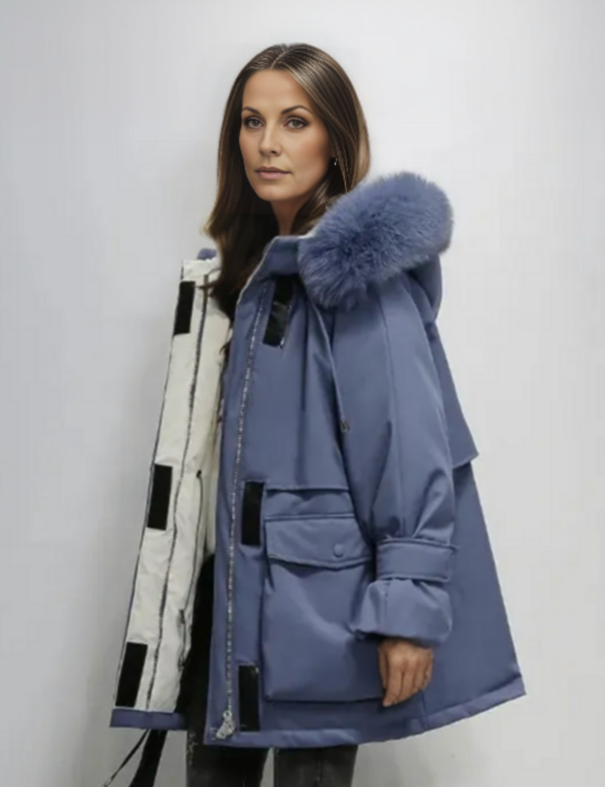 Krohn-e | Winterjacke mit Kapuze und Langen Ärmeln für Frauen Ideal für Die Kalte Saison