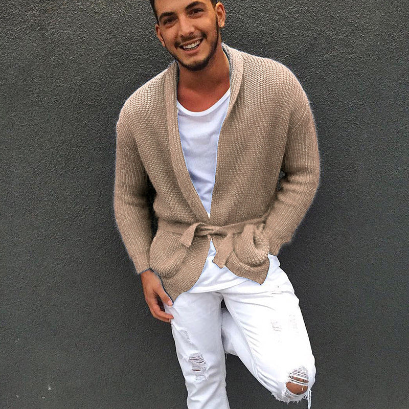 Herren Strickjacke mit modischem Gürtel und lässigem Schnitt Krohn-e