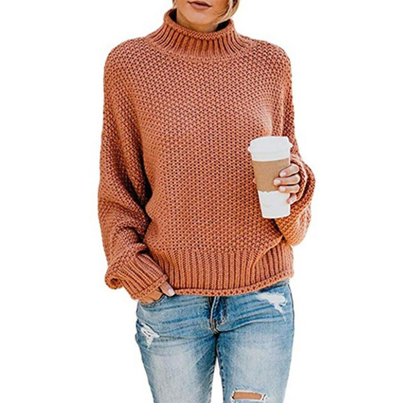 Damen Grobstrickpullover mit hohen Kragen und lockerem Design Krohn-e