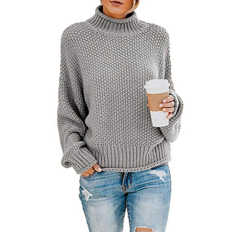 Damen Grobstrickpullover mit hohen Kragen und lockerem Design Krohn-e