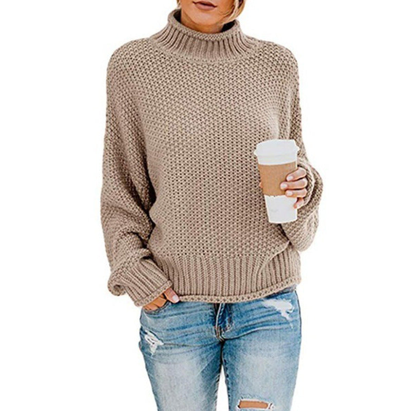 Damen Grobstrickpullover mit hohen Kragen und lockerem Design Krohn-e