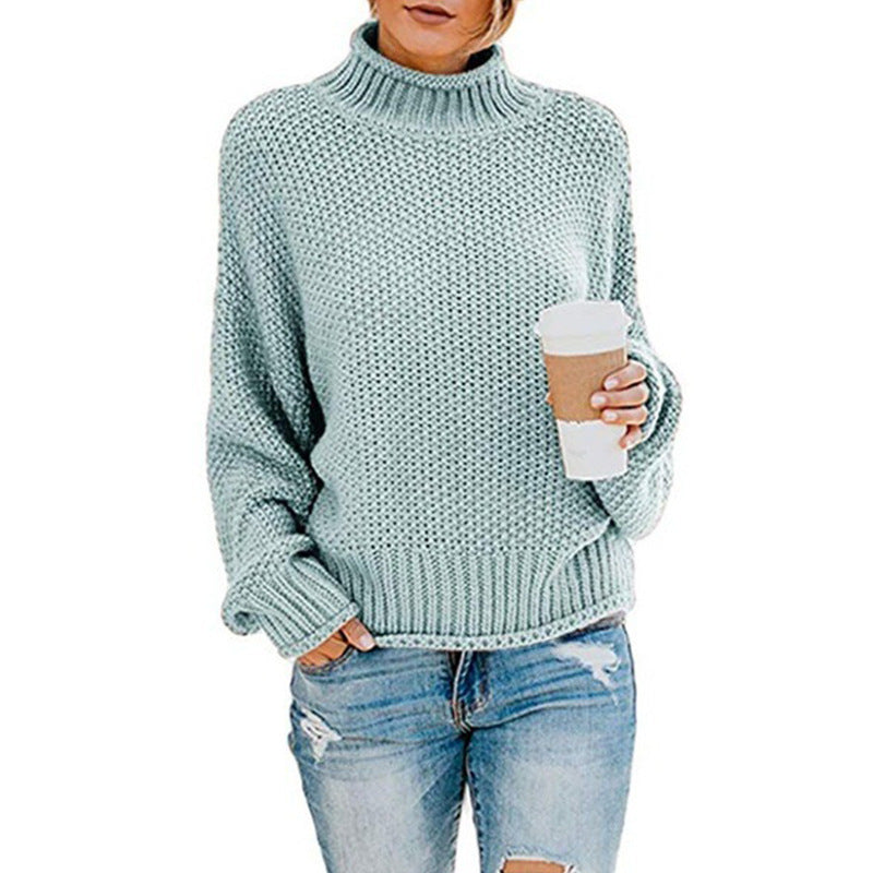 Damen Grobstrickpullover mit hohen Kragen und lockerem Design Krohn-e