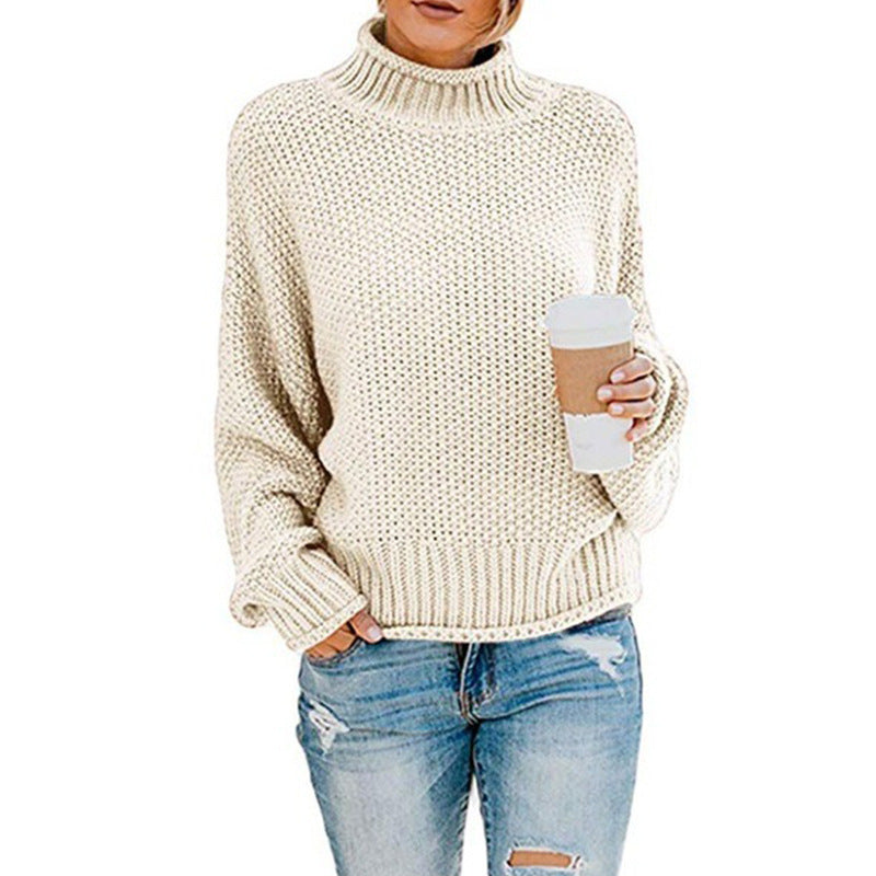 Damen Grobstrickpullover mit hohen Kragen und lockerem Design Krohn-e