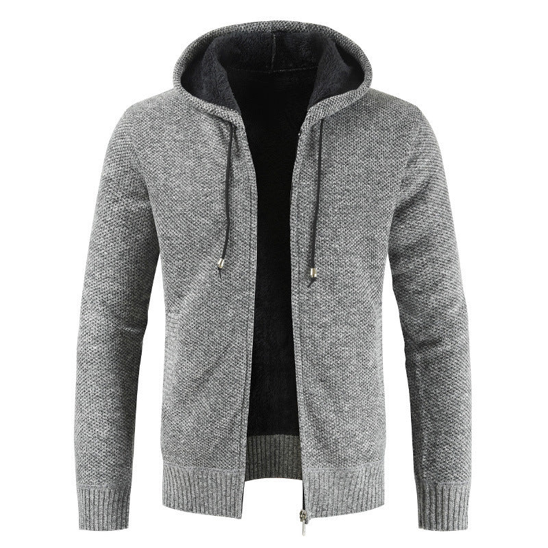 Herren moderne Strickjacke mit Kapuze und weichem Innenfutter Krohn-e