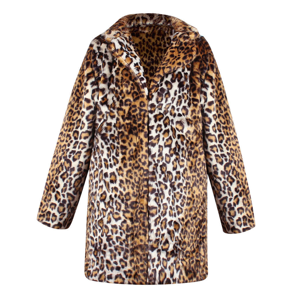 Damen Luxuriöse Kunstpelzjacke mit trendigem Leopardenmuster Krohn-e