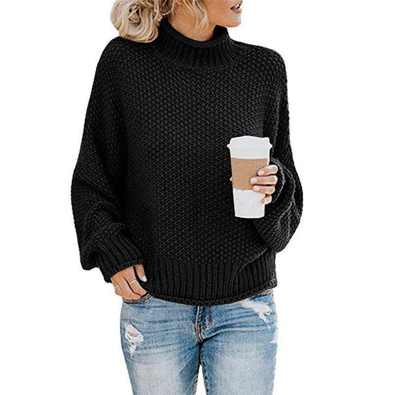 Damen Grobstrickpullover mit hohen Kragen und lockerem Design Krohn-e