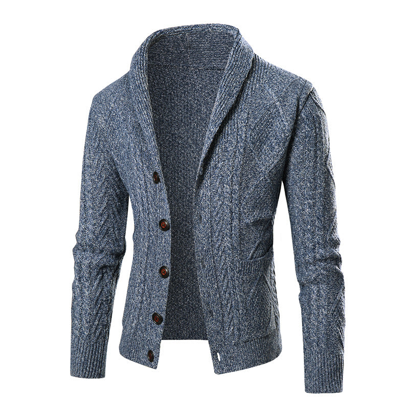 Herren Strickjacke mit modernem Zopfmuster und schickem Schalkragen Krohn-e