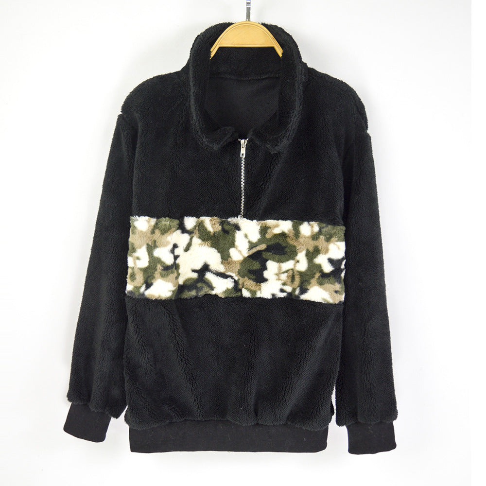 Damen kuschelweiche Fleecejacke mit auffälligem Camouflage-Detail Krohn-e