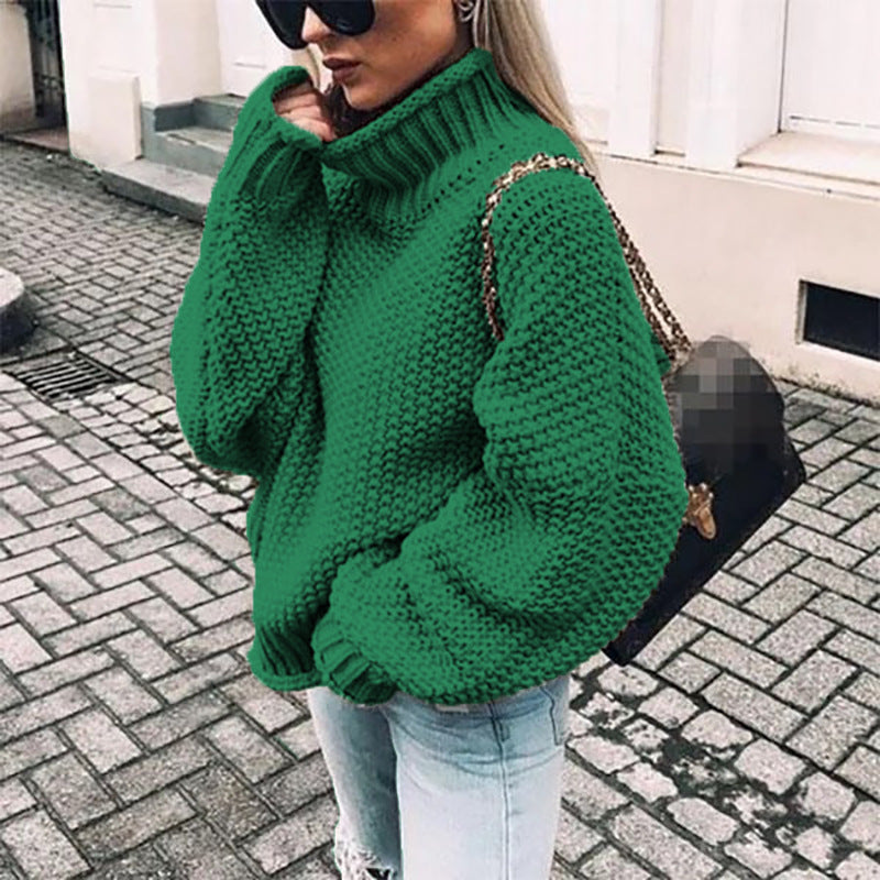 Damen Grobstrickpullover mit hohen Kragen und lockerem Design Krohn-e