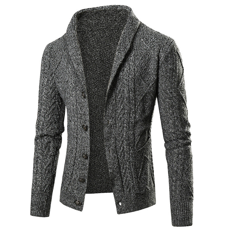 Herren Strickjacke mit modernem Zopfmuster und schickem Schalkragen Krohn-e