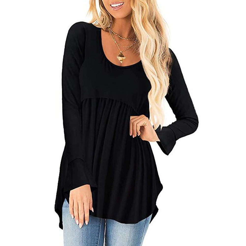 Damen weites Langarmshirt mit asymmetrischem Saum und lässigem Schnitt Krohn-e