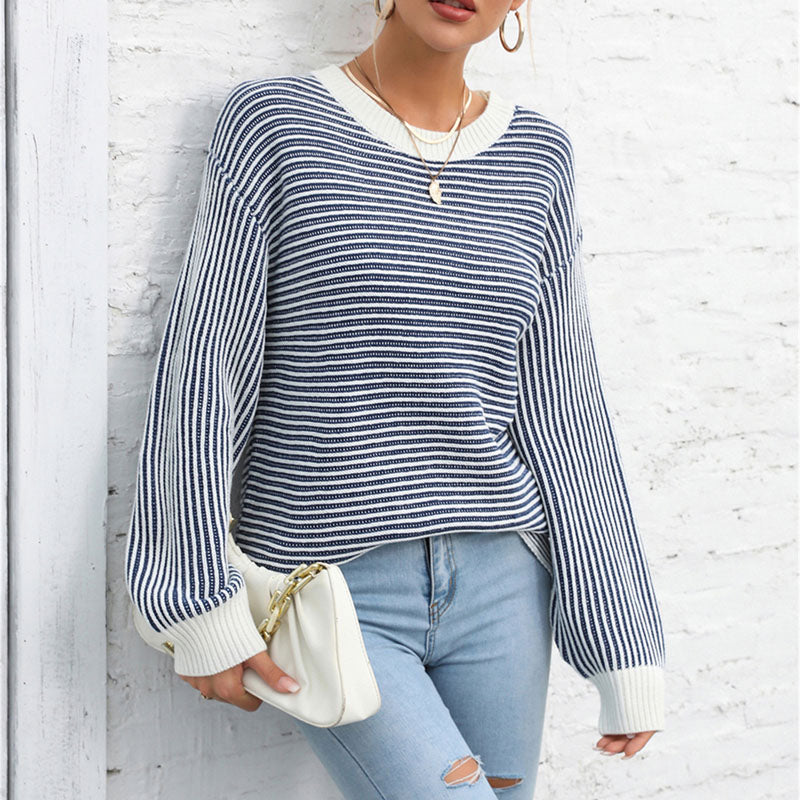Krohn-e | Gestreifter Strickpullover Mit Lässigem Schnitt